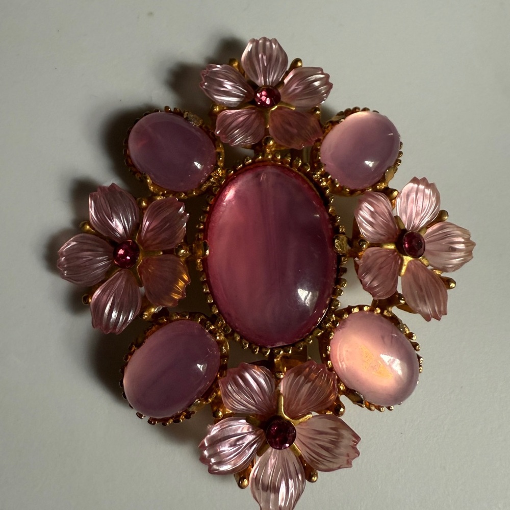 Elegant Pink Floral Brooch